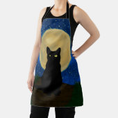 Halloween Black Cat Moonlit Silhouette  Schort (Insitu)