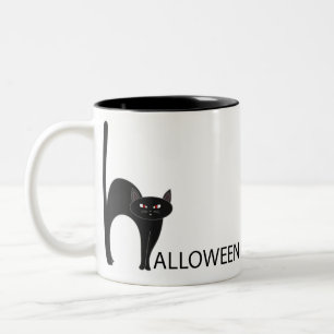 Halloween Black Cat Name Tweekleurige Koffiemok