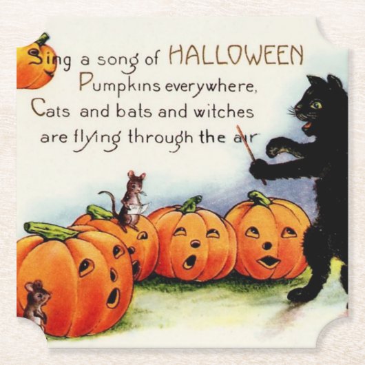 Halloween Black Cat  Onderzetter papier (Voorkant)