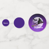 Halloween Black Cat op Broom Full Moon Confetti (Achterkanten)