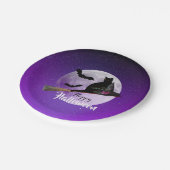 Halloween Black Cat op Broom Full Moon Papieren Bordje (Gekanteld)