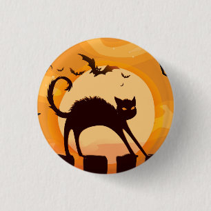 Halloween Black Cat op het hek Ronde Button 3,2 Cm