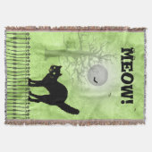 Halloween Black Cat Over-all Green Print Scene Deken (Voorkant)