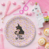Halloween Black Cat Party Confetti Roze Papieren Bordje (Feest)