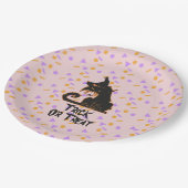 Halloween Black Cat Party Confetti Roze Papieren Bordje (Gekanteld)