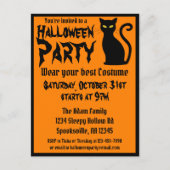 Halloween Black Cat Party Uitnodiging Briefkaart (Voorkant)