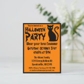 Halloween Black Cat Party Uitnodiging Briefkaart (Staand voorkant)