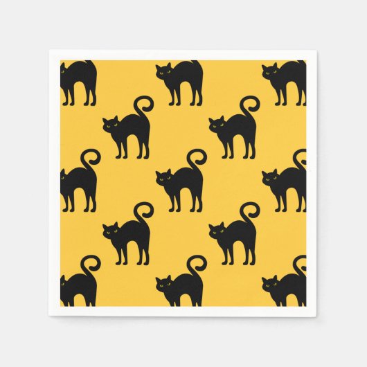 Halloween Black Cat Pattern Paper Napkins Servetten (Voorkant)