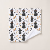 Halloween Black Cat Pattern - Witchy Cat Bad Handdoek (Wasdoekje)