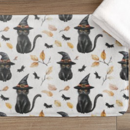 Halloween Black Cat Pattern - Witchy Cat Badmat