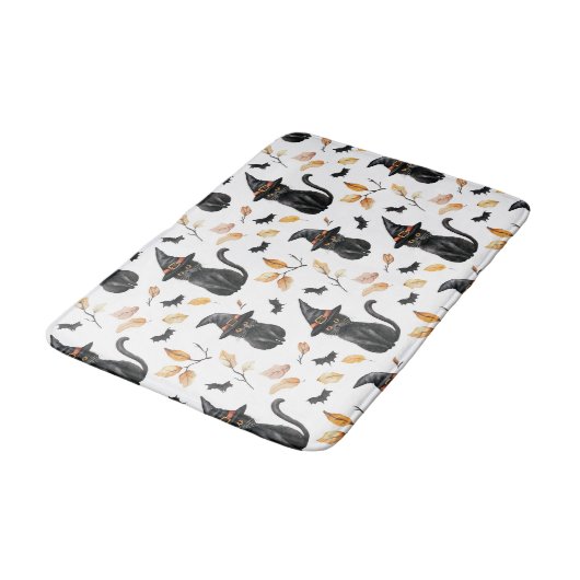Halloween Black Cat Pattern - Witchy Cat Badmat (Gekanteld)