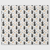 Halloween Black Cat Pattern - Witchy Cat Cadeaupapier (Vlak)