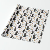 Halloween Black Cat Pattern - Witchy Cat Cadeaupapier (Uitgerold)