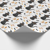 Halloween Black Cat Pattern - Witchy Cat Cadeaupapier (Hoek)