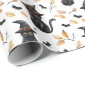 Halloween Black Cat Pattern - Witchy Cat Cadeaupapier (Rol Hoek)