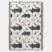 Halloween Black Cat Pattern - Witchy Cat Deken (Voorkant Verticaal)
