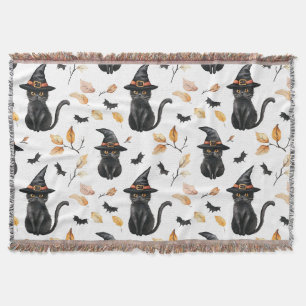 Halloween Black Cat Pattern - Witchy Cat Deken