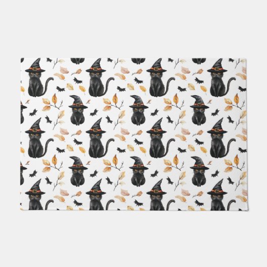 Halloween Black Cat Pattern - Witchy Cat Deurmat (Voorkant)
