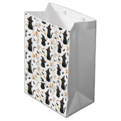 Halloween Black Cat Pattern - Witchy Cat Medium Cadeauzakje (Voorkant Gekanteld)