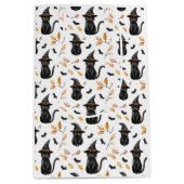 Halloween Black Cat Pattern - Witchy Cat Medium Cadeauzakje (Voorkant)