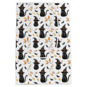 Halloween Black Cat Pattern - Witchy Cat Medium Cadeauzakje (Achterkant)