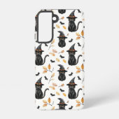 Halloween Black Cat Pattern - Witchy Cat Samsung Galaxy Hoesje (Achterkant)