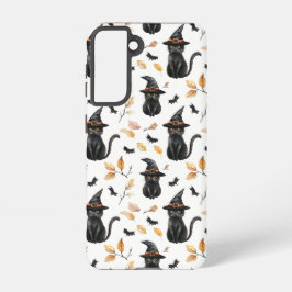 Halloween Black Cat Pattern - Witchy Cat Samsung Galaxy Hoesje