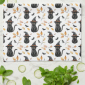 Halloween Black Cat Pattern - Witchy Cat Theedoek (Gevouwen)