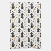 Halloween Black Cat Pattern - Witchy Cat Theedoek (Verticaal)