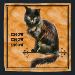 Halloween Black Cat Pet Photography | Oranje grung Bandana<br><div class="desc">De tekst, de "meow meow, "op de linkerzijde heeft een tekst sjabloon; zodat kunt u naar keuze de tekst in uw eigen woorden, naam, initialen, of monogram veranderen. Dit thema Halloween gebruikt huisfotografie van een zwarte kat met oranje hoogtepunten, gele ogen en een oranje-grunge achtergrond om u in de vakantiegeest...</div>