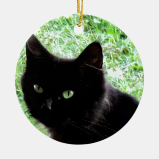 Halloween Black Cat Photo Design Keramisch Ornament (Voorkant)