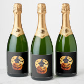 Halloween Black Cat Pumpkin brengen opwinding Mann Sparkling Wijnetiket (Flessen)
