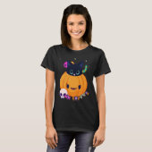 Halloween Black Cat Pumpkin Candy For Kids Girls T-shirt (Voorkant volledig)