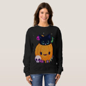 Halloween Black Cat Pumpkin Candy For Kids Girls Trui (Voorkant volledig)