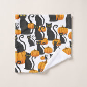 Halloween Black Cat Pumpkin Fun Bad Handdoek (Wasdoekje)