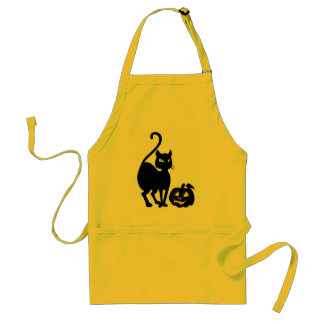 Halloween Black Cat & Pumpkin leraar mam Apron Standaard Schort