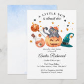 Halloween Black Cat Pumpkin Little Boo Baby shower Kaart (Voorkant / Achterkant)
