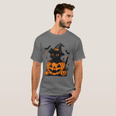 Halloween Black Cat Pumpkin Mannen T-Shirt (Voorkant volledig)