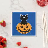 Halloween Black Cat Pumpkin Paper Napkin Servet (Insitu)