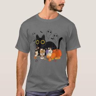 Halloween Black Cat Pumpkin Spice Coffee Latte Fal T-shirt