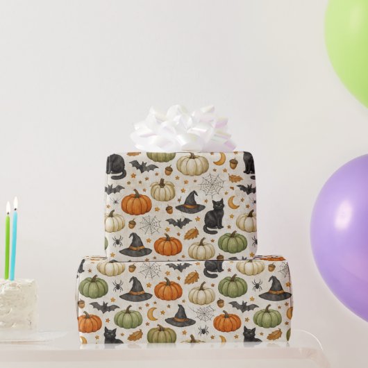 Halloween Black Cat Pumpkins Cadeaupapier (Feestgeschenken)