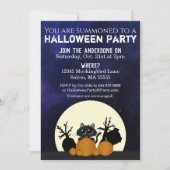 Halloween Black Cat Pumpkins Graveyard Full Moon Kaart (Voorkant)