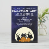 Halloween Black Cat Pumpkins Graveyard Full Moon Kaart (Staand voorkant)