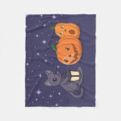 Halloween Black Cat Pumpkins Lantern Purple Fleece Deken (Voorkant)