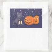 Halloween Black Cat Pumpkins Lantern Purple Rechthoekige Sticker (Tas)