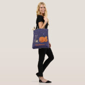 Halloween Black Cat Pumpkins Lantern Purple Tote Bag (Op model)