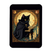 Halloween Black Cat Reading A Book Magneet (Verticaal)