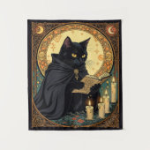 Halloween Black Cat Reading A Book Wandkleed (Voorkant)
