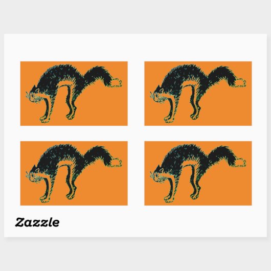 Halloween Black Cat Rectangle Sticker (Vel)