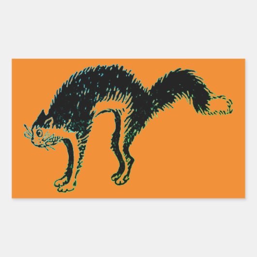 Halloween Black Cat Rectangle Sticker (Voorkant)